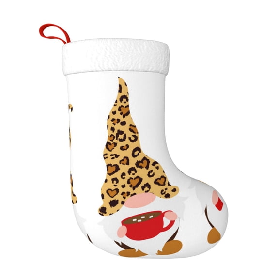 Rateoe Christmas Gnomes In Leopard Print Christmas Stockings,18 Inch Large Christmas Stockings Decoration Ornaments for Holiday Home Fireplace Indoors