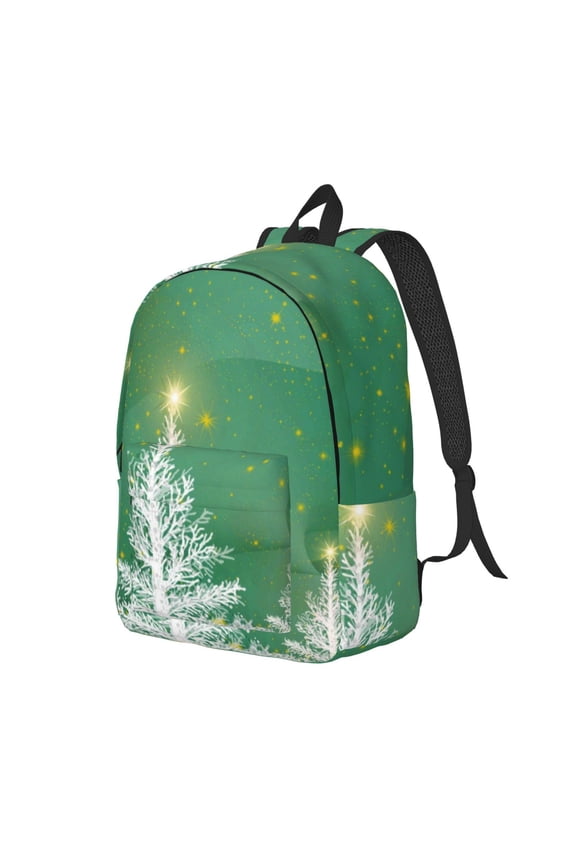 Christmas Green Pattern Durable Canvas Backpack for Men & Women – Stylish & Lightweight – Adjustable Straps, Multiple Pockets – Fits 15-17 Inch LaptopsMedium