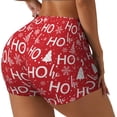 thumbnail image 1 of Rateoe Christmas Hohoho Printed Power Workout Shorts for Women Tummy Control Squat Proof Ribbed Thick Seamless Scrunch Active Short-Small, 1 of 8