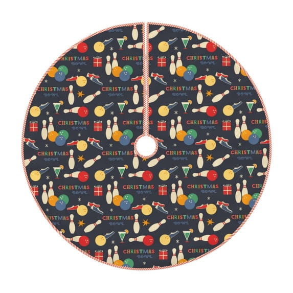 Rateoe Christmas Holiday Bowling Pattern Christmas Tree Skirt with Ties , Christmas Tree Decorations, Farmhouse Christmas Decor Xmas Holiday Decorations-48"