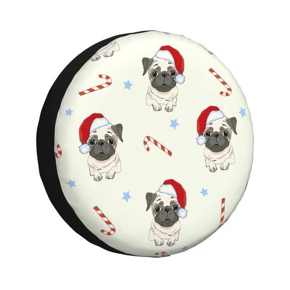Rateoe Christmas Pug Dog Pattern Tire Cover Wheel Protectors Weatherproof Wheel Covers Universal Fit for Trailer Rv SUV Truck Camper Travel Trailers Accessories-17 inch