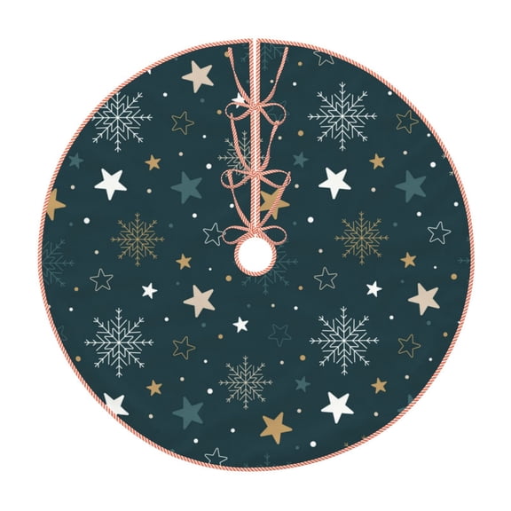 Rateoe Christmas Snowflake Pattern Christmas Tree Skirt with Ties, Christmas Tree Decorations, Farmhouse Christmas Decor Xmas Holiday Decorations-36"
