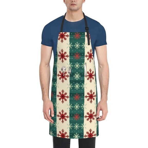 Rateoe Christmas Snowflakes Plaid Aprons with Pocket,Men Womens Aprons Waterproof Adjustable Cooking Aprons for Kitchen Gardening and Salon