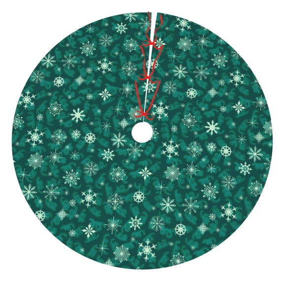 Rateoe Christmas Snowflakes Print Christmas Tree Skirt 30" for Xmas Holiday New Year Party Circle Tree Mat Ornaments Decoration
