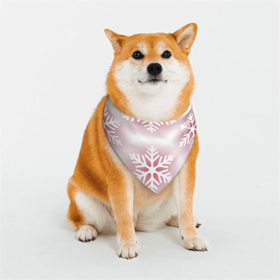Rateoe Christmas Snowflakes Print Pet Scarf for Dogs and Cats – Stylish Reflective Design, Breathable & Durable Pet Bandana with Quick-Release Buckle-Medium