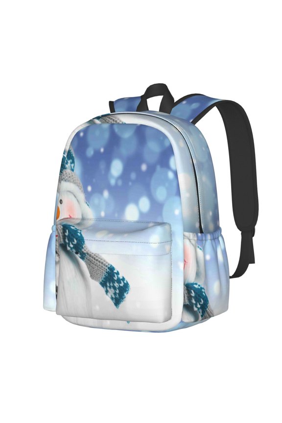 Christmas Snowman In The Snow Pattern Student Backpack,Backpack for School,Lightweight Bag,Travel Backpack,Outdoor Backpack,Large Capacity Backpack