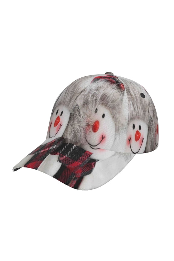 Christmas Snowman With Hat Pattern Baseball Cap Outdoor Cap Mountain Dad Hat - Unstructured Soft Cotton Cap-Adjustable UV Protection Cap