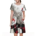 thumbnail image 1 of Rateoe Christmas Snowman With Hat Pattern Women’s Short Sleeve Dress – Casual Elegant Summer A-Line Dress for Everyday Wear, 1 of 6