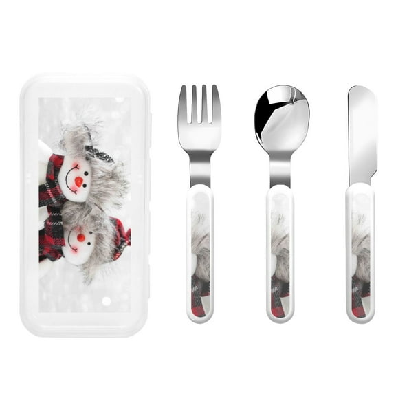 Rateoe Christmas Snowman With Hat for Stainless Steel Kids Silverware Set - Child and Toddler Safe Flatware - Children's Knife, Fork And Spoon Set