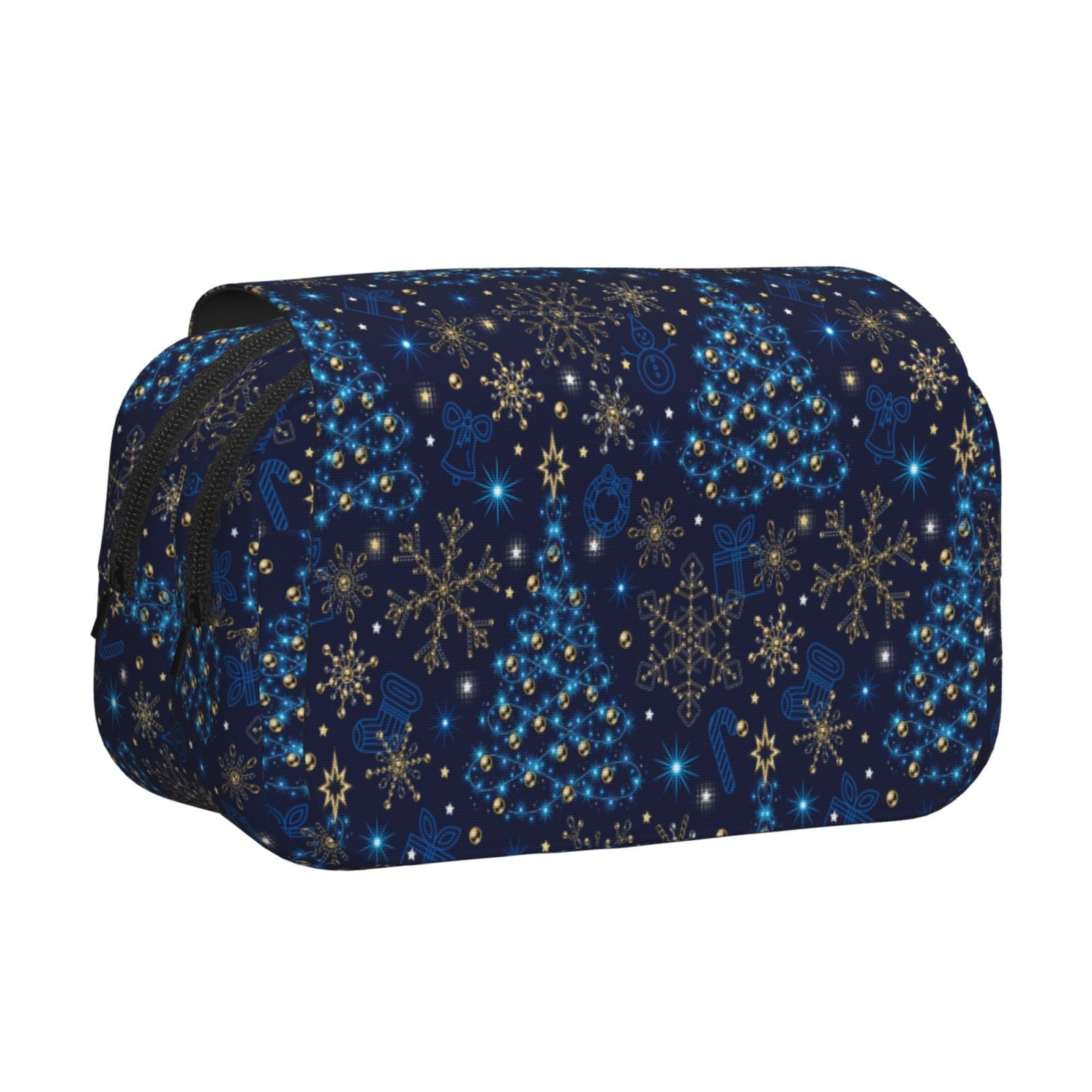 Rateoe Christmas Tree Pattern Double Clamshell Pen Case, Storage Organizer with Two Zipper Compartments– Holds Up to 50 Pencils & Pens