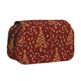 thumbnail image 1 of Rateoe Christmas Tree On A Red Background Pattern Double Clamshell Pen Case, Storage Organizer with Two Zipper Compartments– Holds Up to 50 Pencils & Pens, 1 of 7