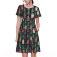 thumbnail image 1 of Rateoe Christmas Trees And Houses Pattern Women’s Short Sleeve Dress – Casual Elegant Summer A-Line Dress for Everyday Wear, 1 of 6