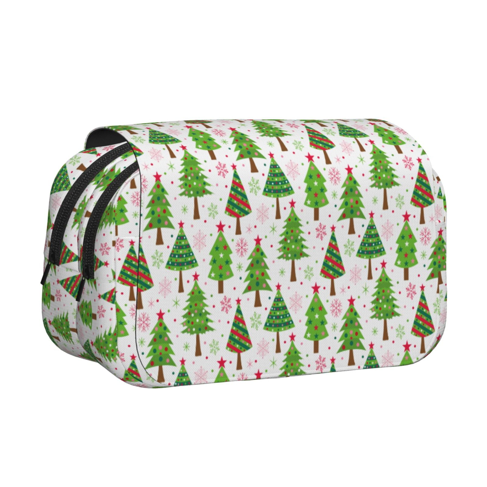 Rateoe Christmas Trees Pattern Double Clamshell Pen Case, Storage Organizer with Two Zipper Compartments– Holds Up to 50 Pencils & Pens
