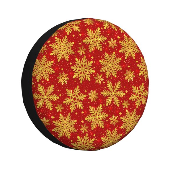 Rateoe Christmas With Gold Snowflakes Pattern Tire Cover Wheel Protectors Weatherproof Wheel Covers Universal Fit for Trailer Rv SUV Truck Camper Travel Trailers Accessories-15 inch