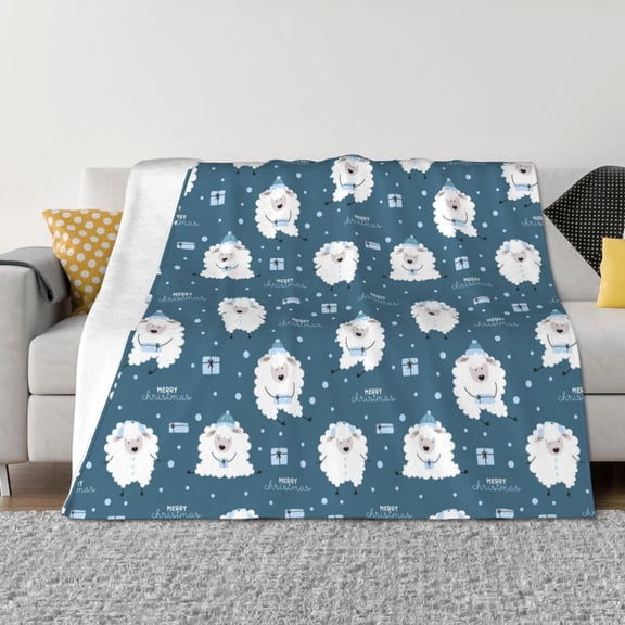 Rateoe Christmas sheep Pattern Flannel Throw Blanket, Ultra-soft Blanket for Bed, Couch, Car, Hypoallergenic Anti-pilling blanket-