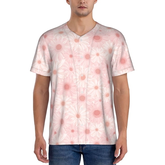 Rateoe Chrysanthemum Pattern Men’s Baseball Short Sleeve Polo Shirt, Midweight Men's Shirt Golf Shirt Polo Shirts Quick Dry Short-3X-Large