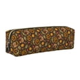 thumbnail image 1 of Rateoe Chrysanthemum turkey Print Leather Pencil Case with Smooth Zipper, Compact Storage for Writing Tools & Art Supplies, 8.26" x 1.96" x 2.16", 1 of 3