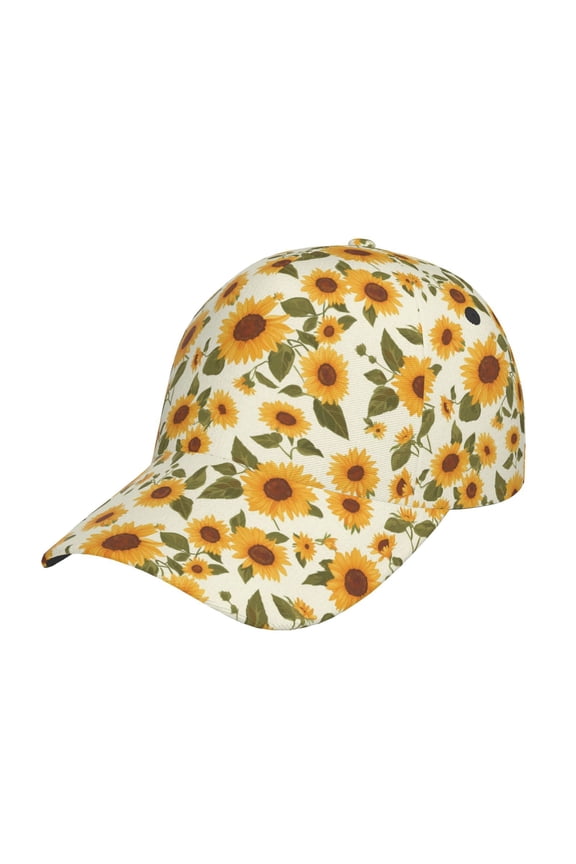 Classical Cute Sunflower Pattern Baseball Cap Outdoor Cap Mountain Dad Hat - Unstructured Soft Cotton Cap-Adjustable UV Protection Cap