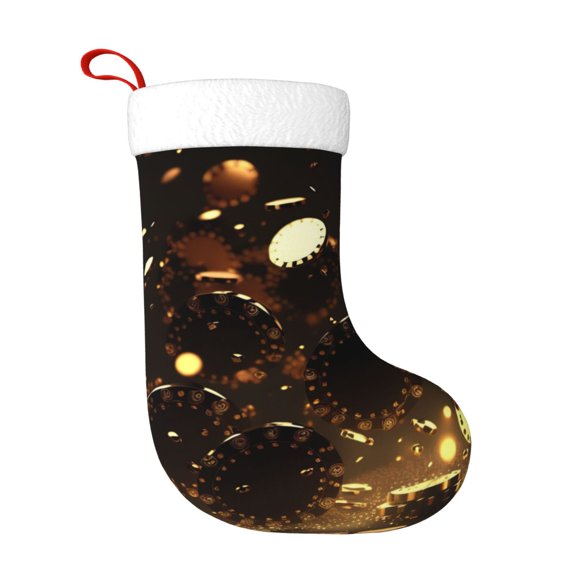 Rateoe Classical Golden Casino Print Christmas Stockings,18 Inch Large Christmas Stockings Decoration Ornaments for Holiday Home Fireplace Indoors