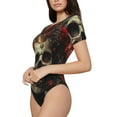 thumbnail image 1 of Rateoe Classical Rose Crown Skull Printed Women Rash Guard Short Sleeve,Tummy control Swimsuit Surfing Swimsuit Bathing Suit Short-sleeved Onesie UPF 50+, 1 of 6