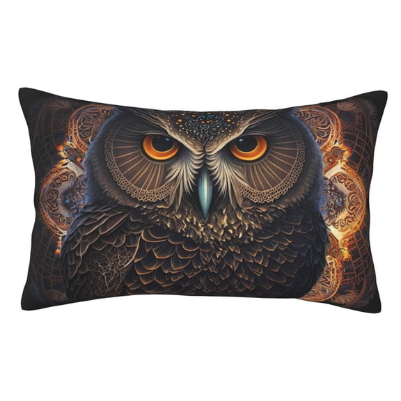 Rateoe Classical Style Brown Owl Pattern Decorative Pillow Case,Throw Pillow Covers,Plush Pillow Cover,Soft Pillow Case,Velvet Pillow Case-14"x20"
