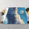thumbnail image 1 of Rateoe Clear Sky Blue Cat Pattern Flannel Throw Blanket, Ultra-soft Blanket for Bed, Couch, Car, Hypoallergenic Anti-pilling blanket-60"x50"(Horizontal), 1 of 6