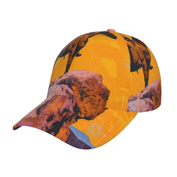 Rateoe Cliff Western Cowboy Pattern Baseball Cap Outdoor Cap Mountain Dad Hat - Unstructured Soft Cotton Cap-Adjustable UV Protection Cap