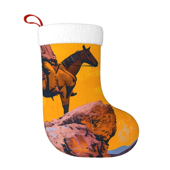 Rateoe Cliff Western Cowboy Print Christmas Stockings,18 Inch Large Christmas Stockings Decoration Ornaments for Holiday Home Fireplace Indoors