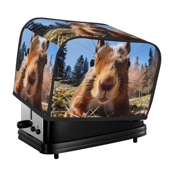 Rateoe Close-Up Curious Squirrel Pattern Toaster Covers 2 Slice Wide Slot,Bread Machine Cover,Bread Dust Cover & Fingerprint Protection,Appliance Covers