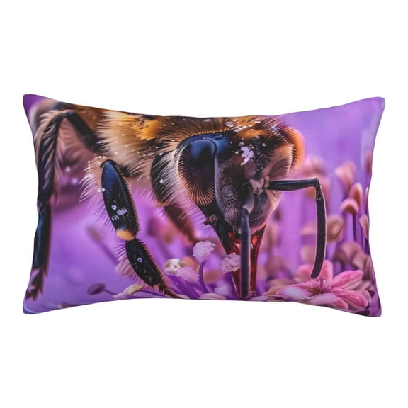 Rateoe Closeup Honeybee on Flower Pattern Pillow Covers with Invisible Zipper(Pillows are not Included) Standard Pillowcases-14"x20"