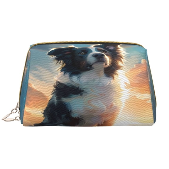 Rateoe Cloud Border Collie for Travel Makeup Bag,Large Capacity Cosmetic Bags for Women,Waterproof Portable Pouch Open Flat Toiletry Bag Make up Organizer