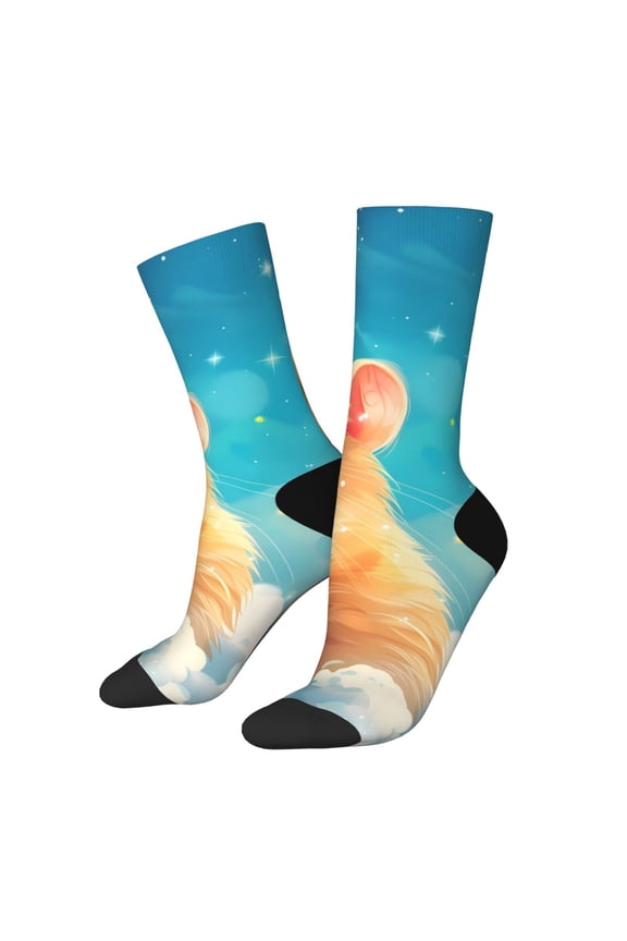 Cloud Cute Hamster for Women Casual Calf Socks - Cute Crew Socks - Thin Soft Above Ankle Socks Size 5-11