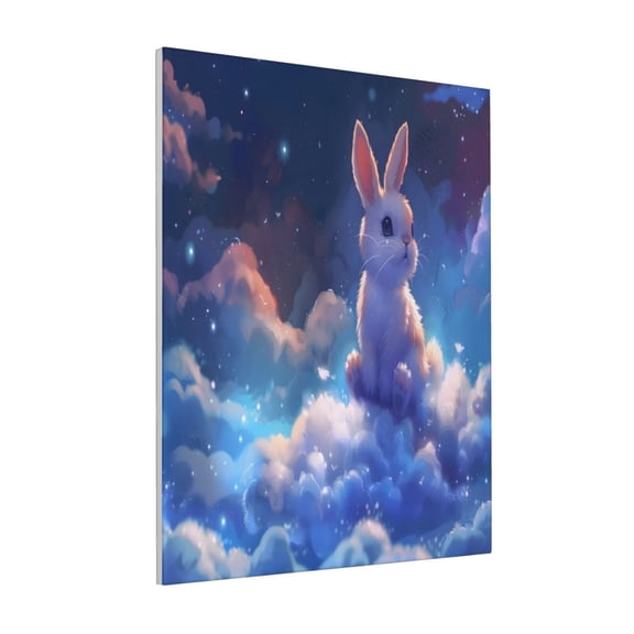Rateoe Cloud Cute Rabbit Pattern Decorative Picture – Unique Modern Wall Art, Ready-to-Hang Canvas Print for Home (Vertical)