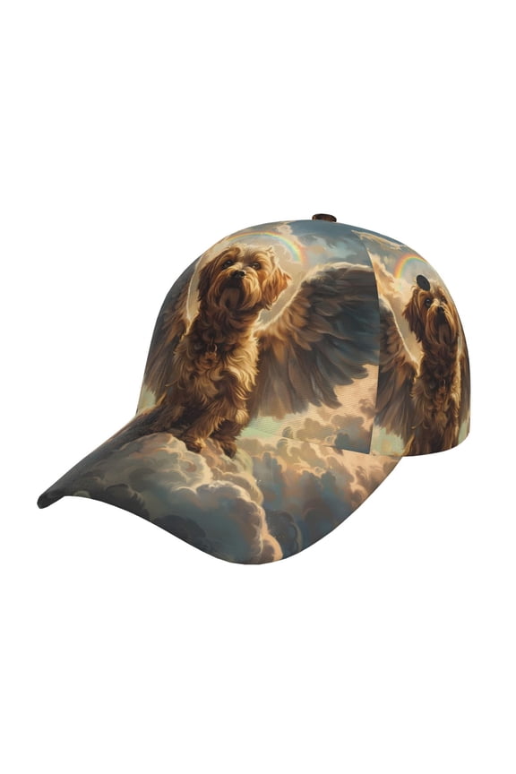 Cloud Rainbow Winged Dog Pattern Baseball Cap Outdoor Cap Mountain Dad Hat - Unstructured Soft Cotton Cap-Adjustable UV Protection Cap