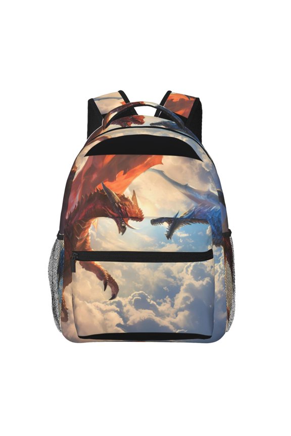 Cloud Red And Blue Dragon Pattern Casual Backpack for School, Work, Travel Adjustable Straps, Multiple Compartments Ergonomic Design, Fits Laptops and Tablets