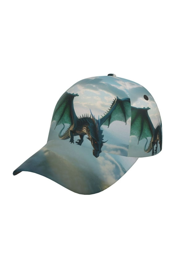 Cloud Sky Green Dragon Pattern Baseball Cap Outdoor Cap Mountain Dad Hat - Unstructured Soft Cotton Cap-Adjustable UV Protection Cap