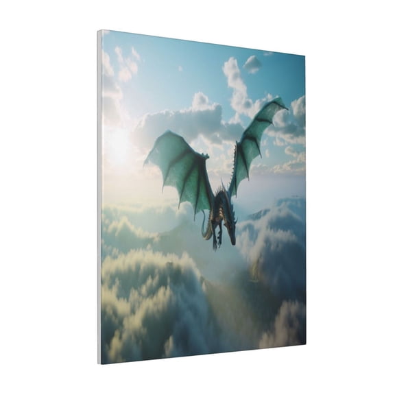 Rateoe Cloud Sky Green Dragon Pattern Decorative Picture – Unique Modern Wall Art, Ready-to-Hang Canvas Print for Home (Vertical)