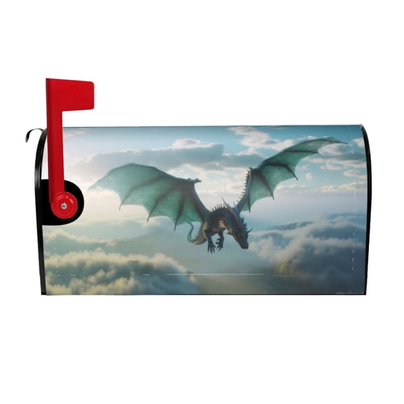 Rateoe Cloud Sky Green Dragon Printed Mailbox Covers - Easy to Install Fall, Winter, Spring, Summer Mailbox Cover - Weather and UV-Resistant Mailbox Decor - Mailbox Magnetic Covers-