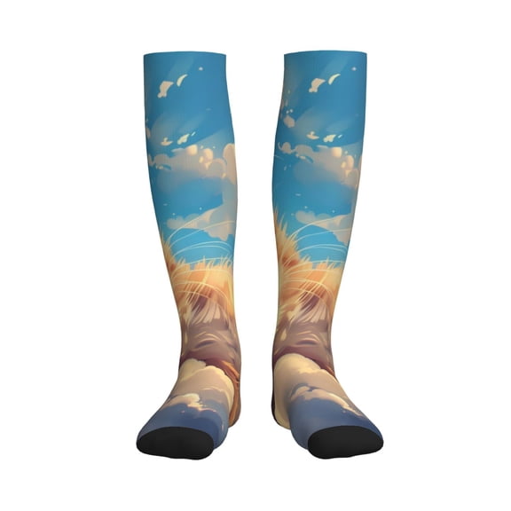 Rateoe Cloud Sleeping Cat Compression Socks for Women and Men 20-30mmHg-Circulation Support Socks Knee High Nurse Pregnant Running Medical and Travel Athletic