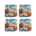 thumbnail image 1 of Rateoe Cloud Sleeping Cat Drawing Drink Coasters Set of 4 Leather Coasters Spill Protection for Table Desk,Durable and Non Slip Leather Coaster ,4 Inches Drink Mats-Square, 1 of 6