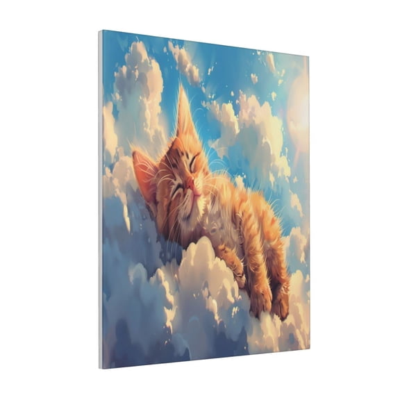 Rateoe Cloud Sleeping Cat Pattern Decorative Picture – Unique Modern Wall Art, Ready-to-Hang Canvas Print for Home (Vertical)