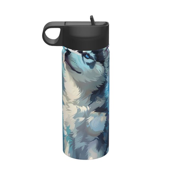 Rateoe Cloud Sunshine Puppy Printed 18oz Sports Insulated Water Bottle, Double-Walled Stainless Steel Kettle with Leak-Proof Straw Lid, Portable & BPA-Free for Outdoor, Gym, Camping, and Travel