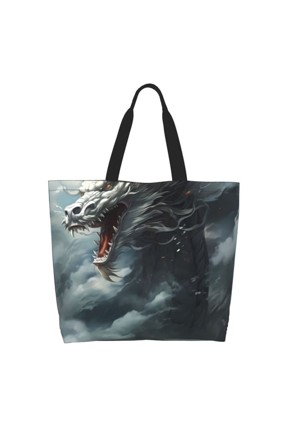 Cloud White Dragon Tote Bag - Waterproof Lightweight Handbags Travel Shoulder Bag for Hiking Yoga Gym Swimming Travel Beach