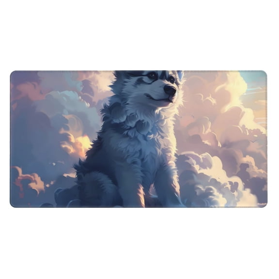 Rateoe Cloud Wolf Print Mouse Pad - Extended Large Gaming Mousepad,Non-Slip Stitched Edge,16x29.5 Inch