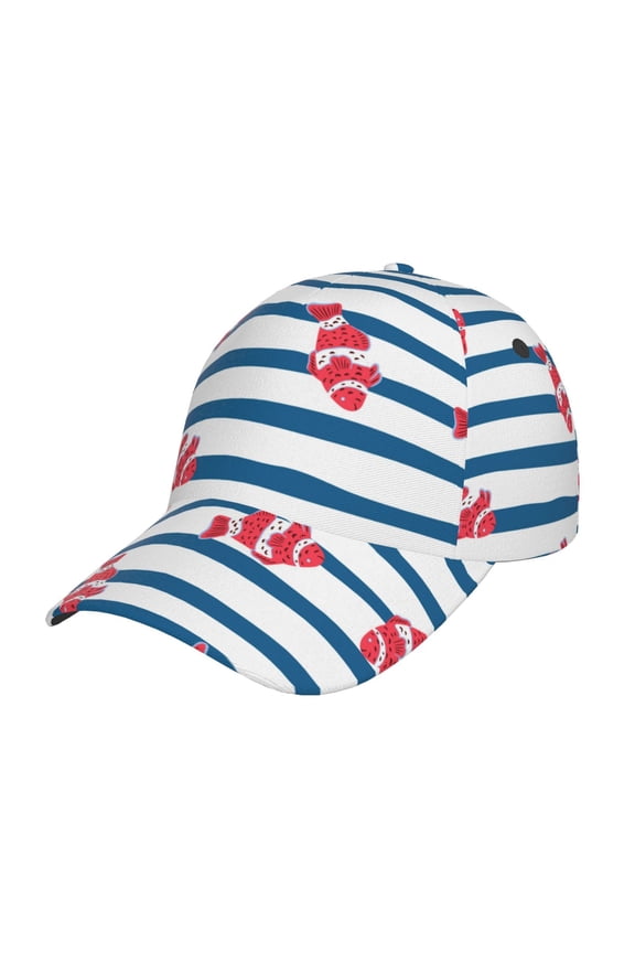 Clown Fish Pattern Mens Baseball Cap  Adjustable Curved Brim Hat, Soft Cotton Sports Cap for Outdoor, Casual, and Everyday Wear, Comfortable & Breathable