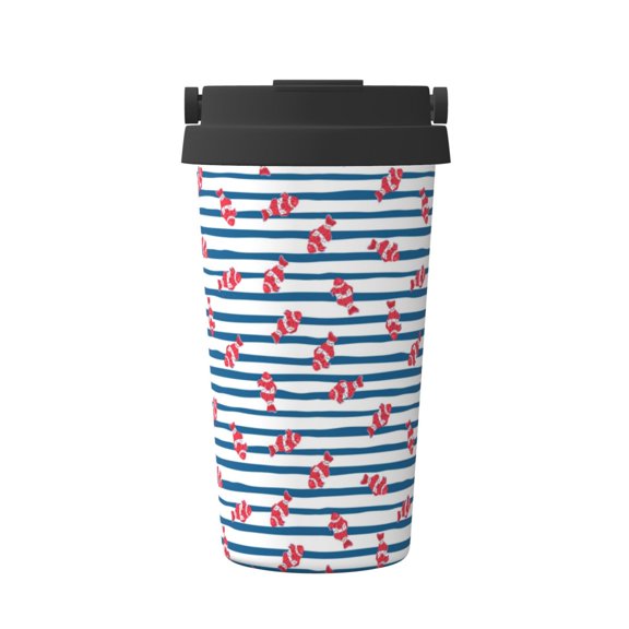 Rateoe Clown Fish Pattern Travel Coffee Mug Tumbler with Flip Lid | Reusable Insulated Stainless Steel Cold Brew Iced Coffee Cup Thermos