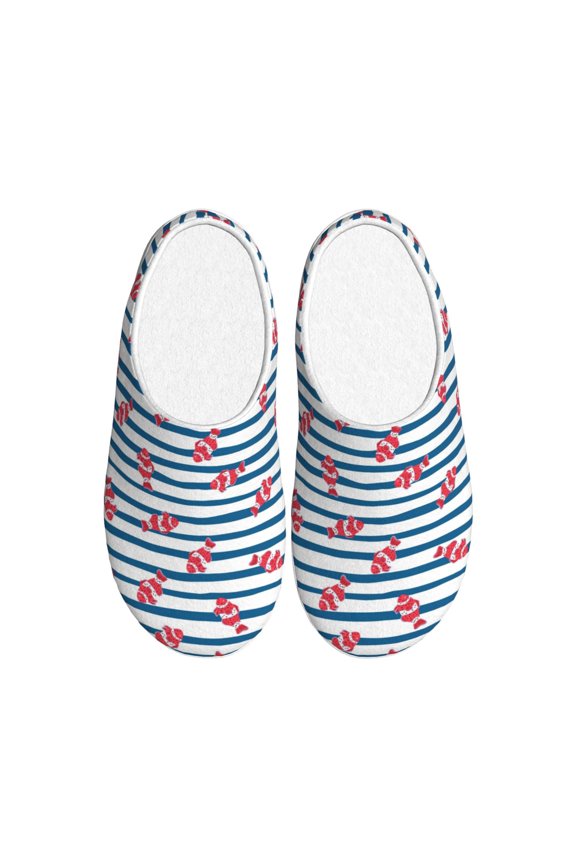 Clown Fish Print Women's Men's Cotton Knit Slippers Lightweight Memory Foam Indoor House Shoes with Anti-Skid Sole-42/43