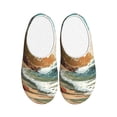 thumbnail image 1 of Rateoe Coastal Palm Beach Print Women's Men's Cotton Knit Slippers Lightweight Memory Foam Indoor House Shoes with Anti-Skid Sole-44/45, 1 of 7