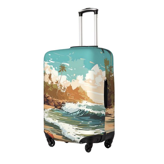 Rateoe Coastal Palm Beach Printed Luggage Cover, Suitcase Protector Fits 18-32 Inch Luggage-