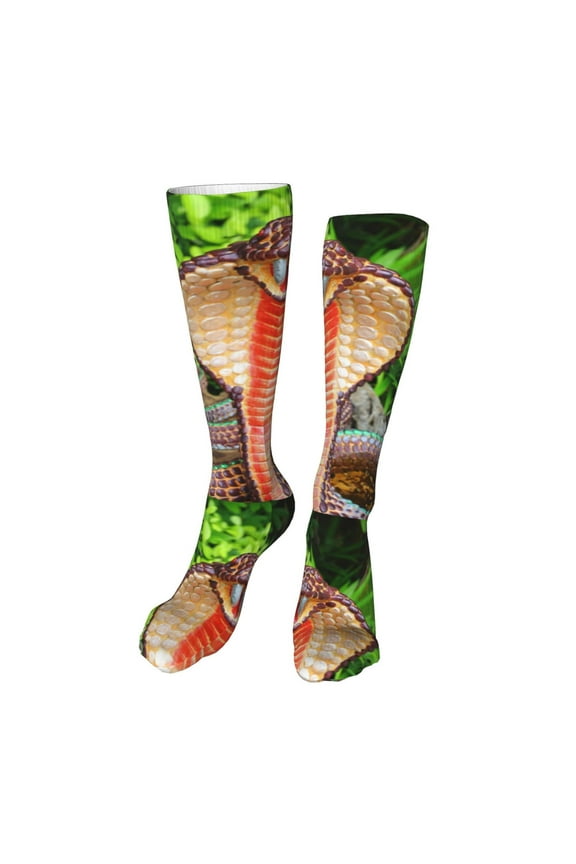 Cobra Snake print Women's Men's Novelty 20in Crew Socks Cotton Socks Knee High Socks for Walking,Running,Nurses,Pregnancy-One Size